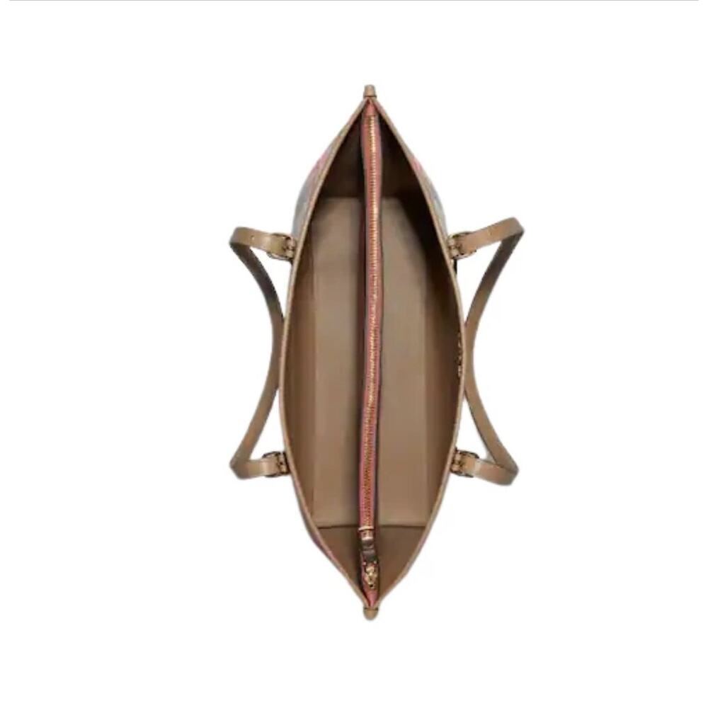 COACH MOLLIE TOTE IN SIGNATURE JACQUARD WITH STRIPES PINK TAFFY & GOLD NEW - Picture 6 of 7